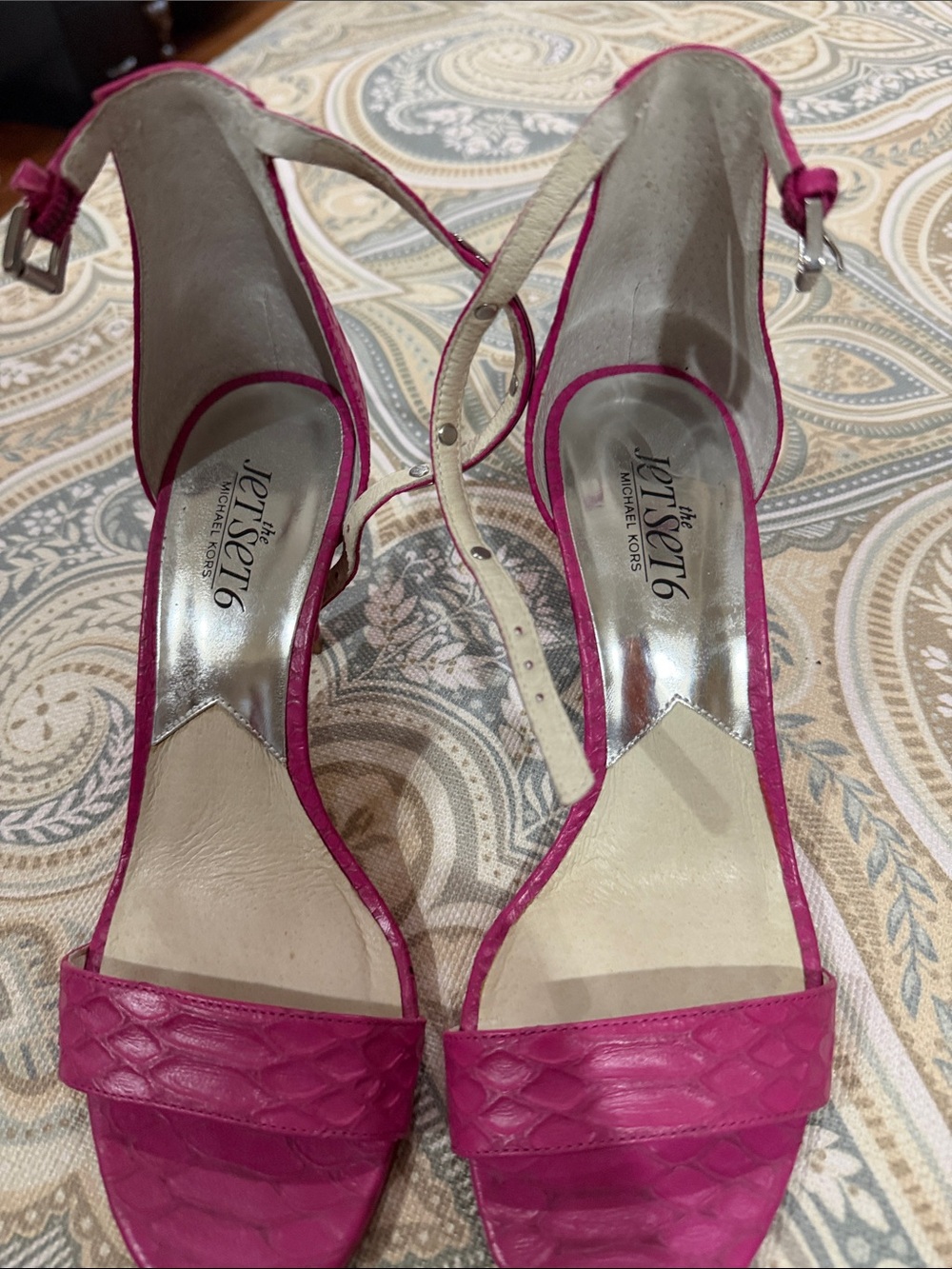 Michael Kors Fuchsia Open-Toe Ankle Strap Heels